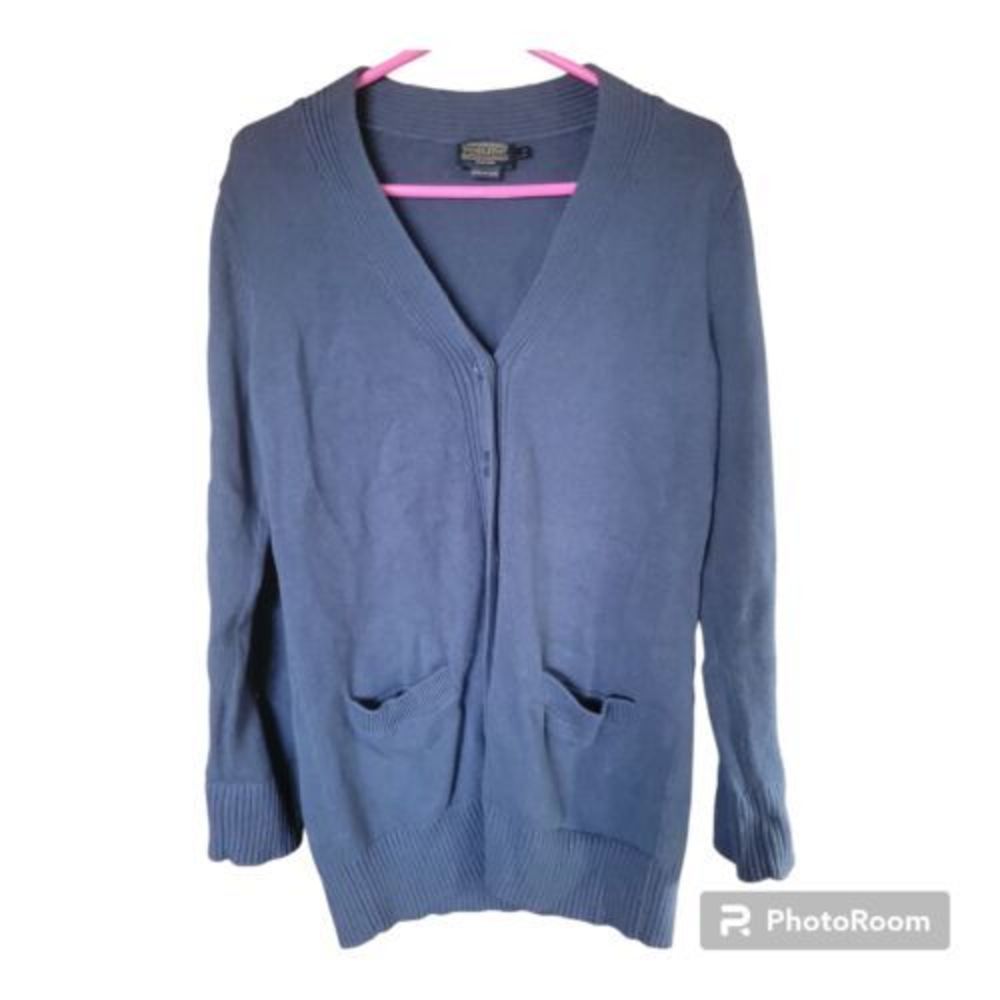 Pendleton Blue Knit Sweater Cardigan Button Up in Women’s Size Medium Cotton